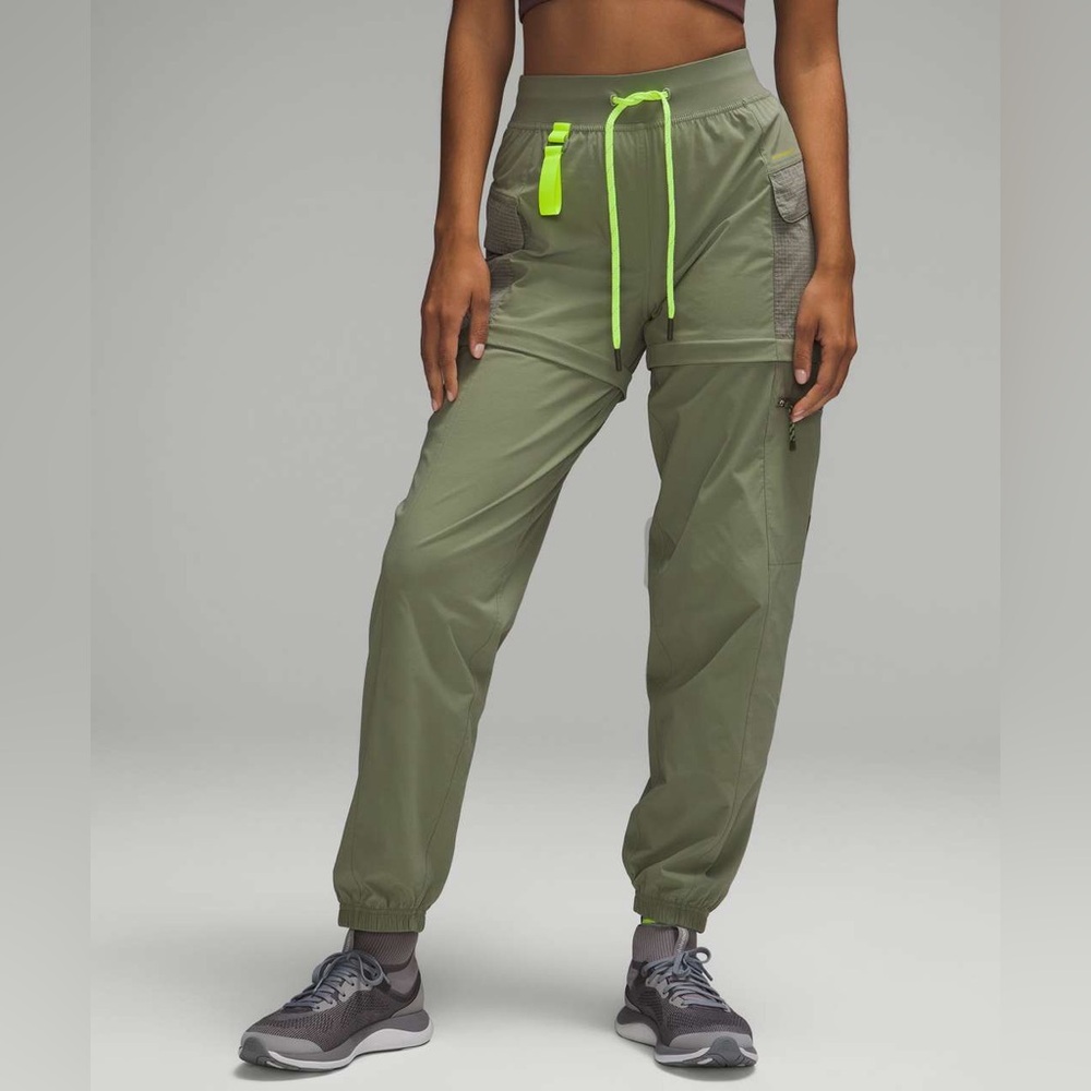 lululemon athletica Olive Green Track Pants with Neon Accents